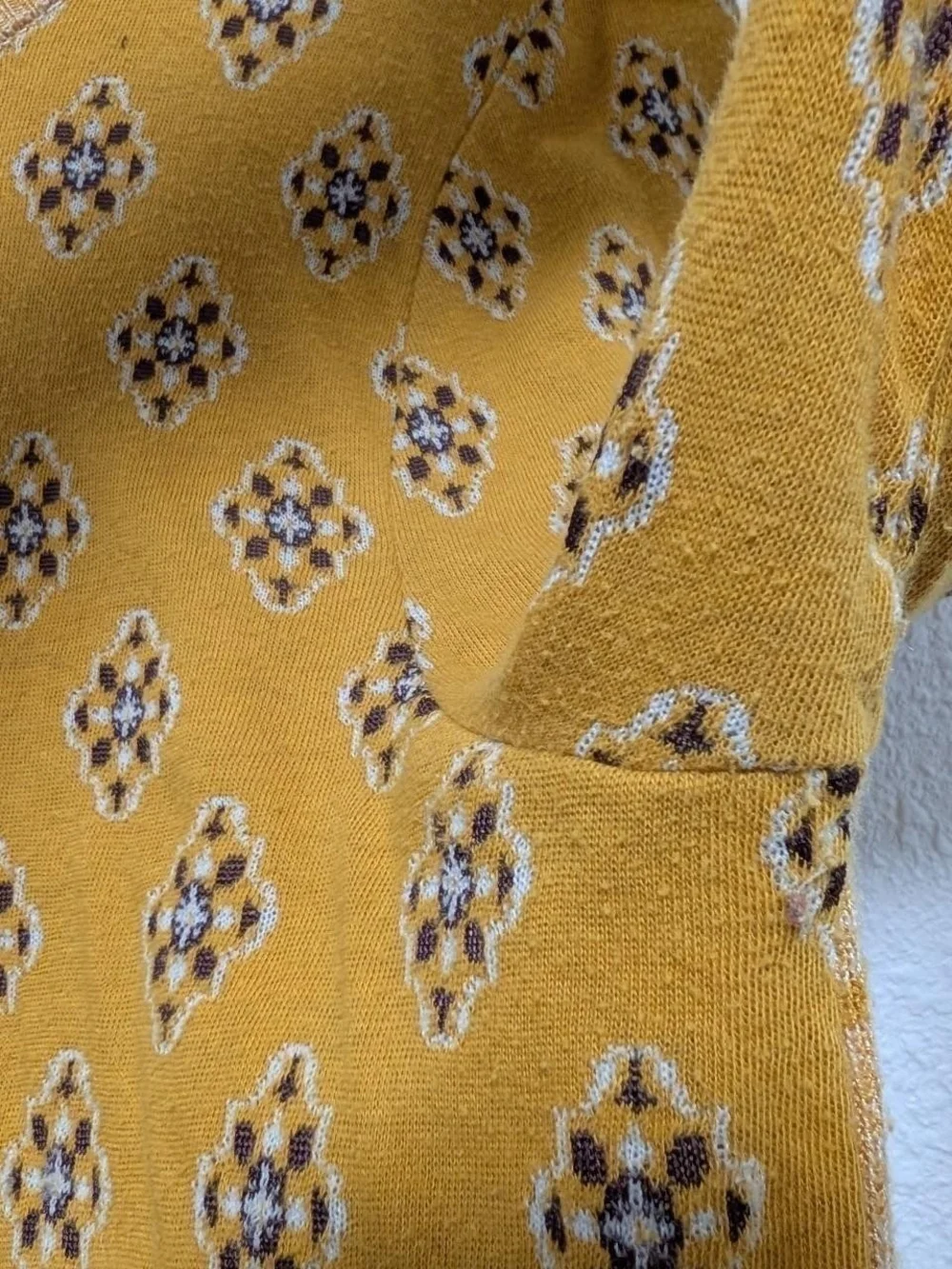 Free People Mustard Yellow Patterned Top